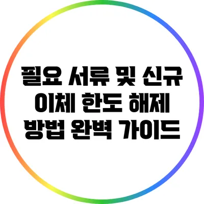 필요 서류 및 신규 이체 한도 해제 방법 완벽 가이드