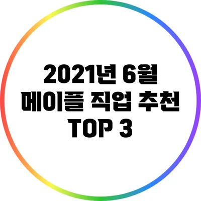 2021년 6월 메이플 직업 추천 TOP 3