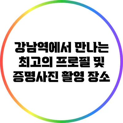 강남역에서 만나는 최고의 프로필 및 증명사진 촬영 장소