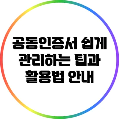 공동인증서 쉽게 관리하는 팁과 활용법 안내