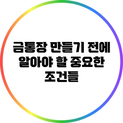 금통장 만들기 전에 알아야 할 중요한 조건들