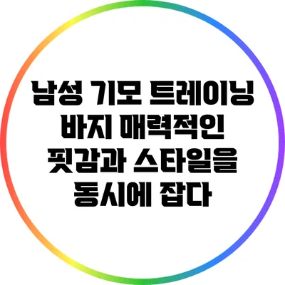 남성 기모 트레이닝 바지: 매력적인 핏감과 스타일을 동시에 잡다