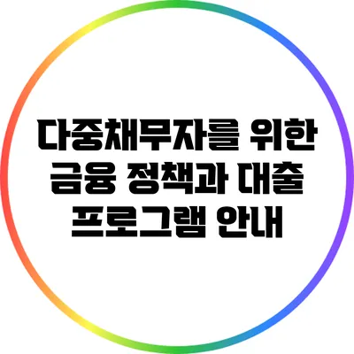 다중채무자를 위한 금융 정책과 대출 프로그램 안내