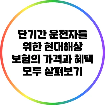 단기간 운전자를 위한 현대해상 보험의 가격과 혜택 모두 살펴보기