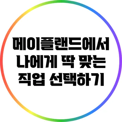 메이플랜드에서 나에게 딱 맞는 직업 선택하기