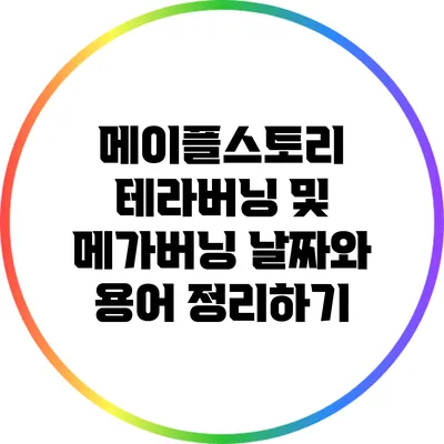 메이플스토리 테라버닝 및 메가버닝: 날짜와 용어 정리하기