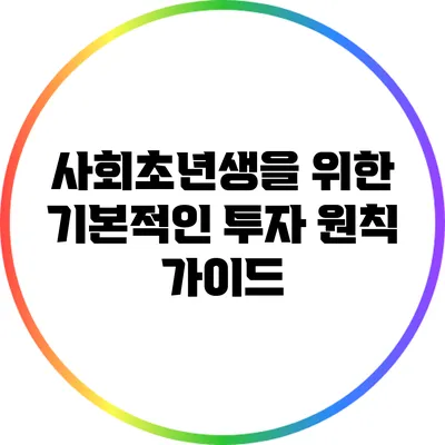 사회초년생을 위한 기본적인 투자 원칙 가이드