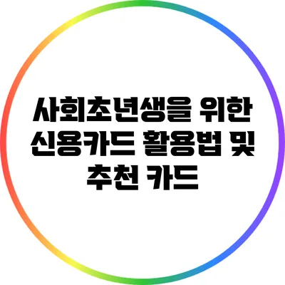 사회초년생을 위한 신용카드 활용법 및 추천 카드