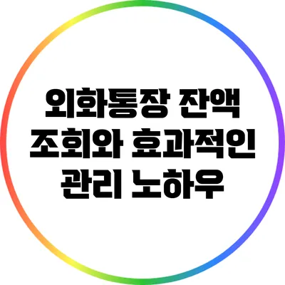 외화통장 잔액 조회와 효과적인 관리 노하우
