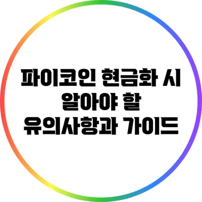 파이코인 현금화 시 알아야 할 유의사항과 가이드