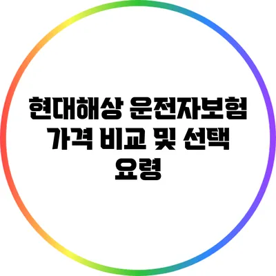 현대해상 운전자보험 가격 비교 및 선택 요령