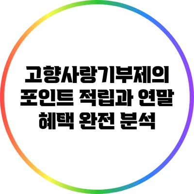 고향사랑기부제의 포인트 적립과 연말 혜택 완전 분석