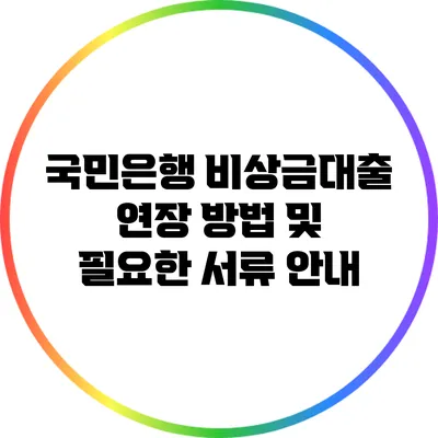 국민은행 비상금대출 연장 방법 및 필요한 서류 안내