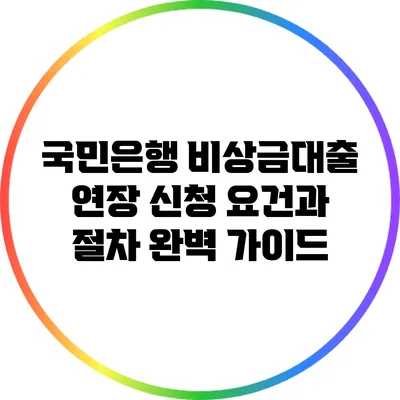 국민은행 비상금대출 연장 신청 요건과 절차 완벽 가이드