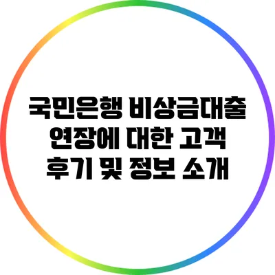 국민은행 비상금대출 연장에 대한 고객 후기 및 정보 소개