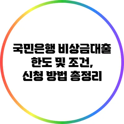 국민은행 비상금대출 한도 및 조건, 신청 방법 총정리