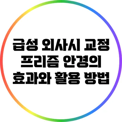 급성 외사시 교정 프리즘 안경의 효과와 활용 방법