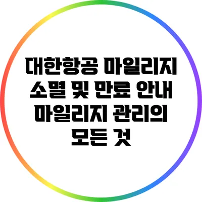대한항공 마일리지 소멸 및 만료 안내: 마일리지 관리의 모든 것