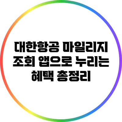 대한항공 마일리지 조회 앱으로 누리는 혜택 총정리