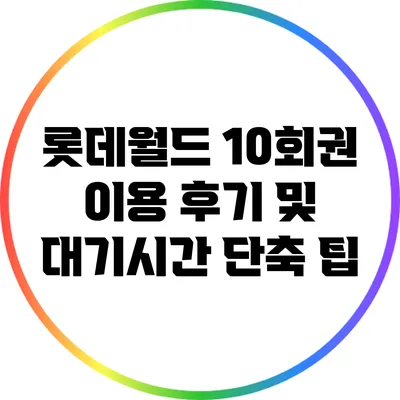 롯데월드 10회권 이용 후기 및 대기시간 단축 팁