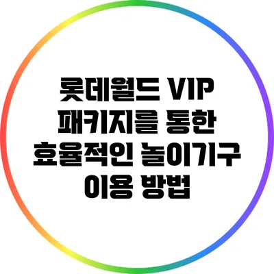 롯데월드 VIP 패키지를 통한 효율적인 놀이기구 이용 방법