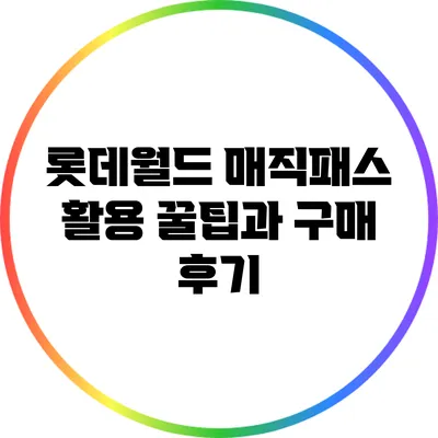 롯데월드 매직패스 활용 꿀팁과 구매 후기