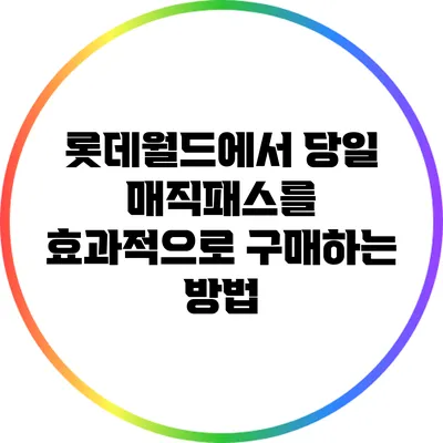 롯데월드에서 당일 매직패스를 효과적으로 구매하는 방법