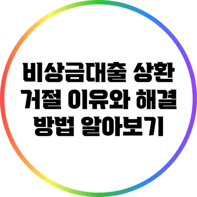 비상금대출 상환 거절 이유와 해결 방법 알아보기