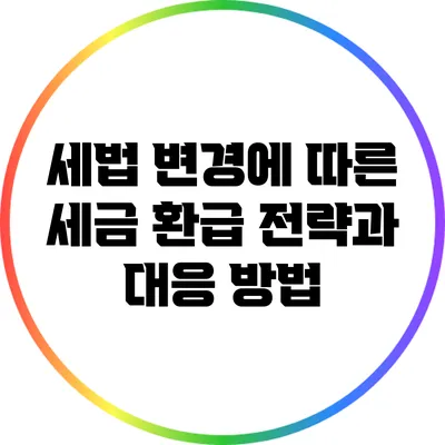 세법 변경에 따른 세금 환급 전략과 대응 방법