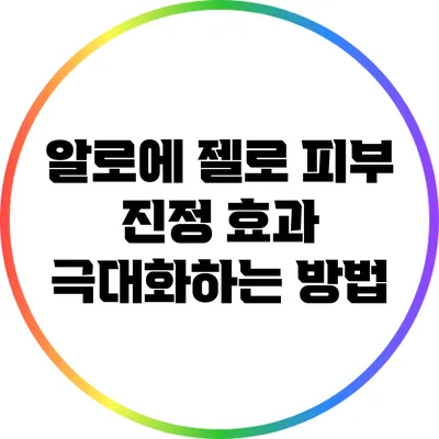 알로에 젤로 피부 진정 효과 극대화하는 방법