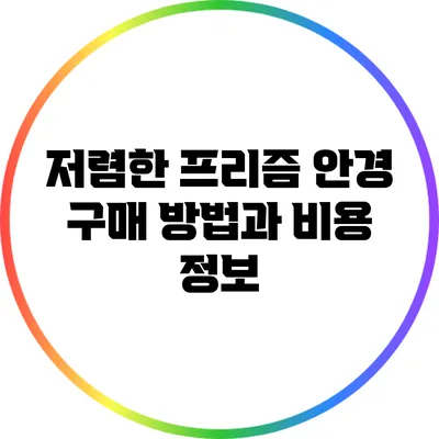 저렴한 프리즘 안경 구매 방법과 비용 정보