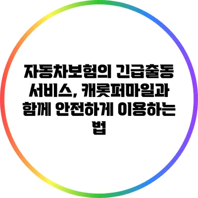 자동차보험의 긴급출동 서비스, 캐롯퍼마일과 함께 안전하게 이용하는 법